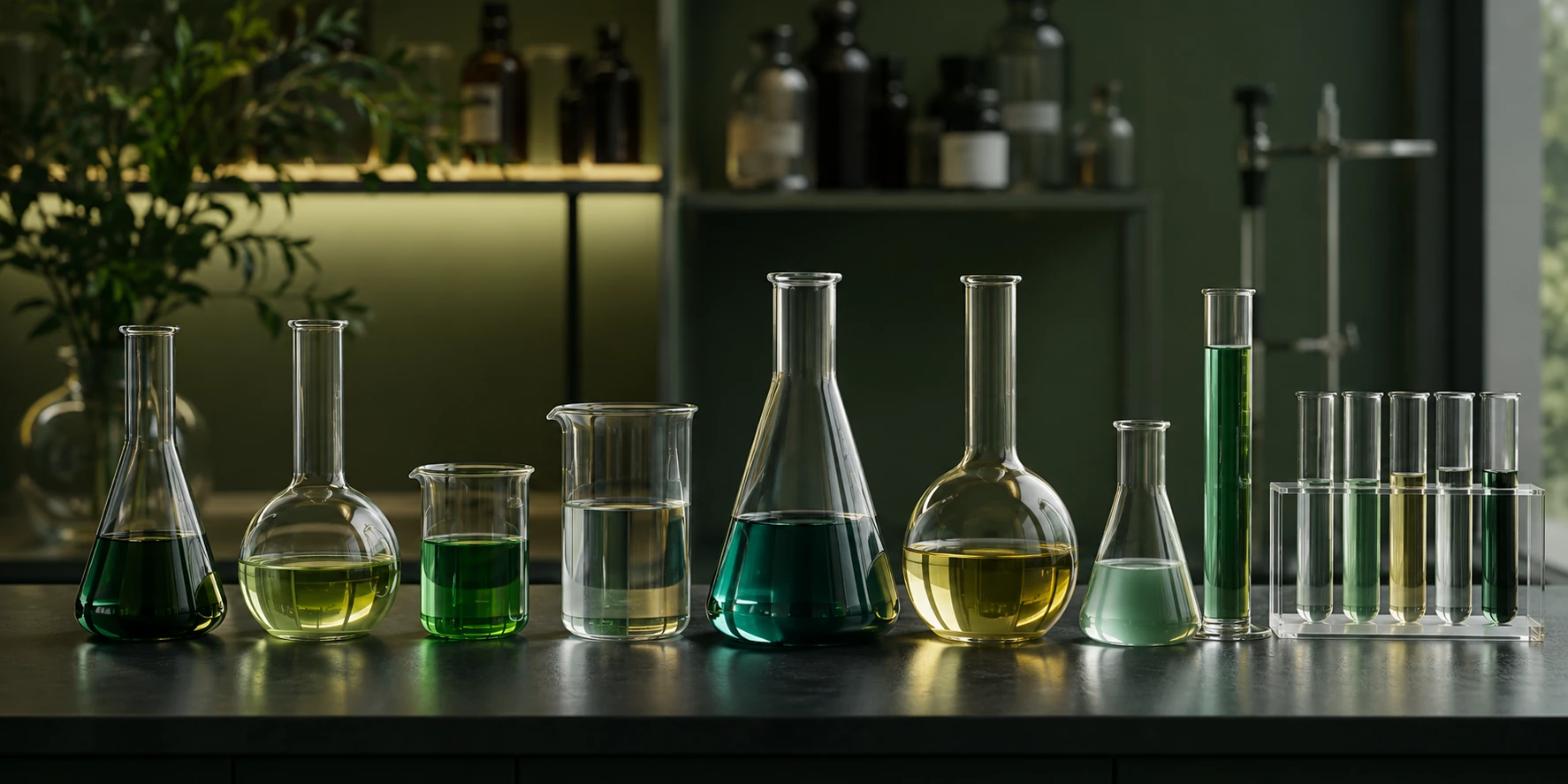 Material de vidrio de laboratorio para preparación de soluciones de distinta concentración
